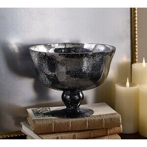 Mercury Glass Footed Bowl by Valerie Parr Hill - Smoke Color
